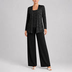 Emma - Women's Sequin Three-Piece Pants Set