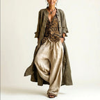 Emmaline - Baroque Linen V-Neck Matching Set