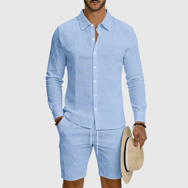 Eric - Men’s Linen Blend Button-Up Beach Set