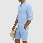 Eric - Men’s Linen Blend Button-Up Beach Set