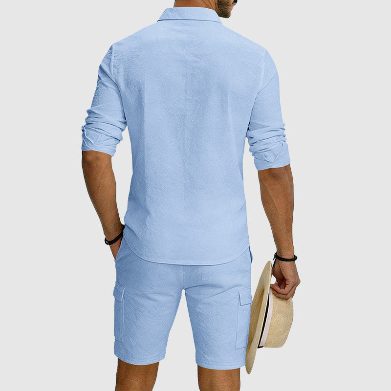 Eric - Men’s Linen Blend Button-Up Beach Set