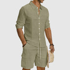 Eric - Men’s Linen Blend Button-Up Beach Set