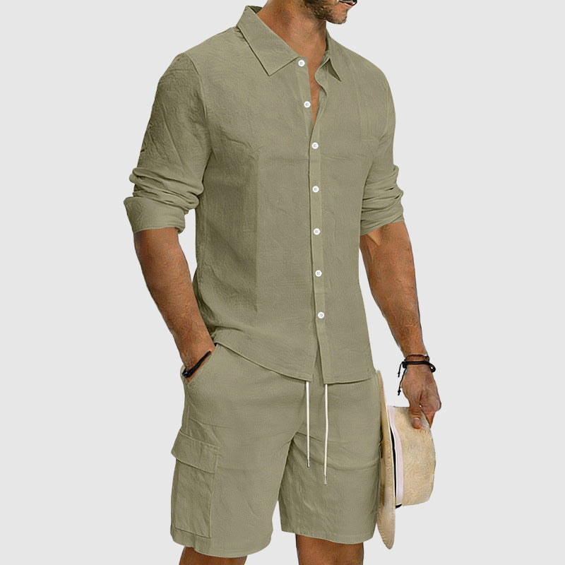 Eric - Men’s Linen Blend Button-Up Beach Set