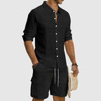 Eric - Men’s Linen Blend Button-Up Beach Set