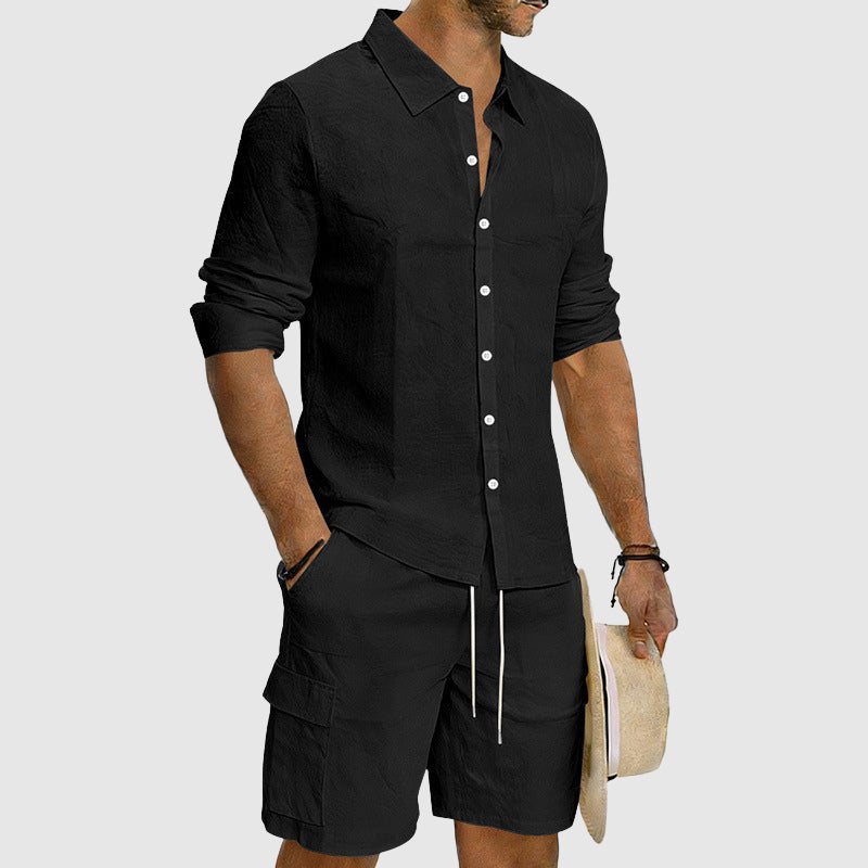 Eric - Men’s Linen Blend Button-Up Beach Set