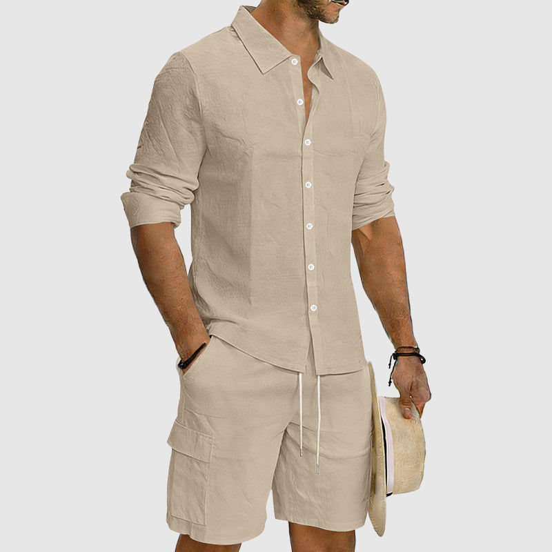 Eric - Men’s Linen Blend Button-Up Beach Set