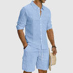 Eric - Men’s Linen Blend Button-Up Beach Set