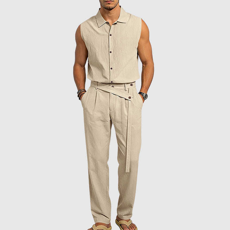 Ethan - Men's Relaxed Linen Blend Two-Piece Set