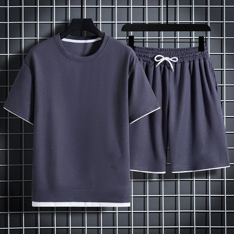 Ethan - Men's Sporty Textured Two-Piece Set