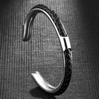 Ethan - Men's Woven Cord Open Cuff Bracelet
