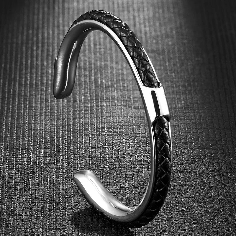 Ethan - Men's Woven Cord Open Cuff Bracelet