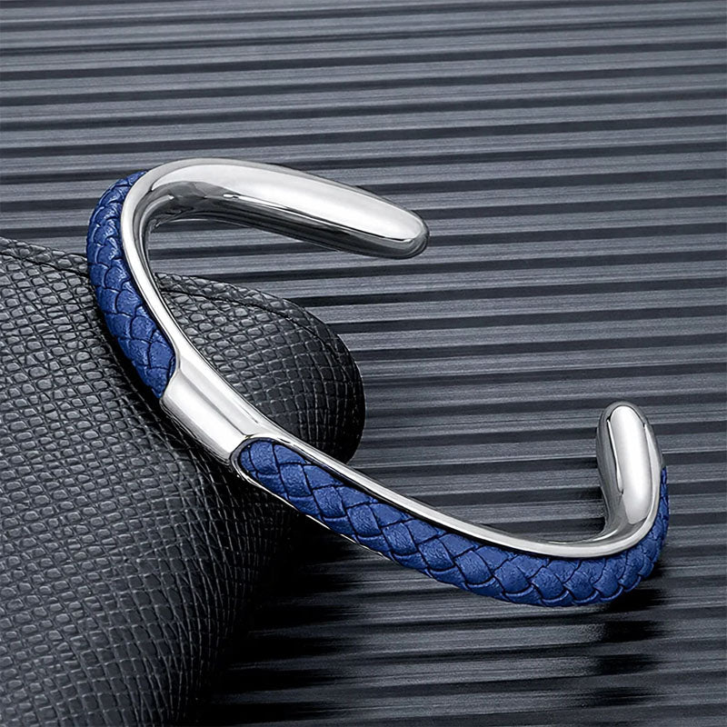 Ethan - Men's Woven Cord Open Cuff Bracelet