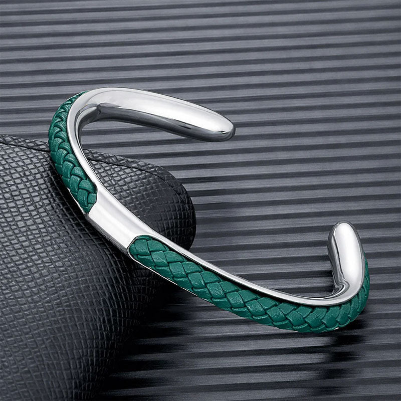 Ethan - Men's Woven Cord Open Cuff Bracelet
