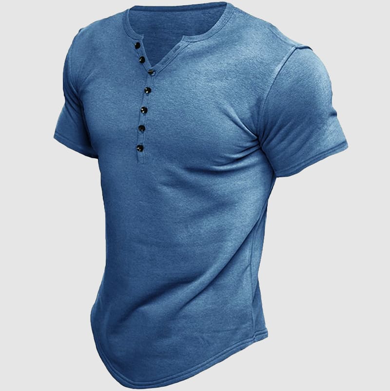 Evan - Men's Multi-Button Short Sleeve Henley T-Shirt