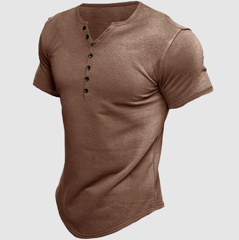 Evan - Men's Multi-Button Short Sleeve Henley T-Shirt