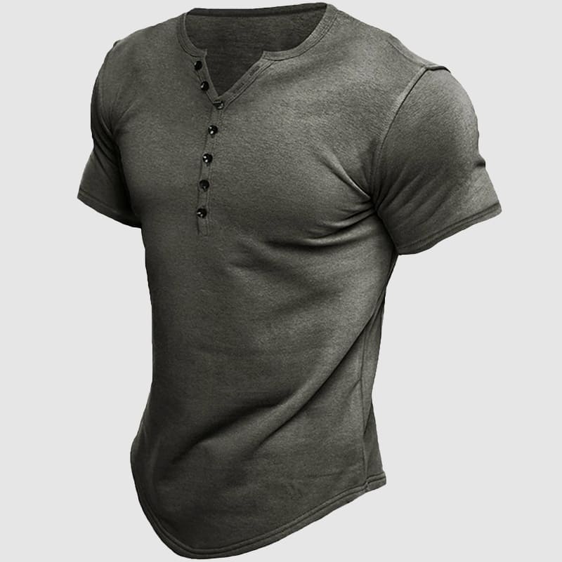 Evan - Men's Multi-Button Short Sleeve Henley T-Shirt