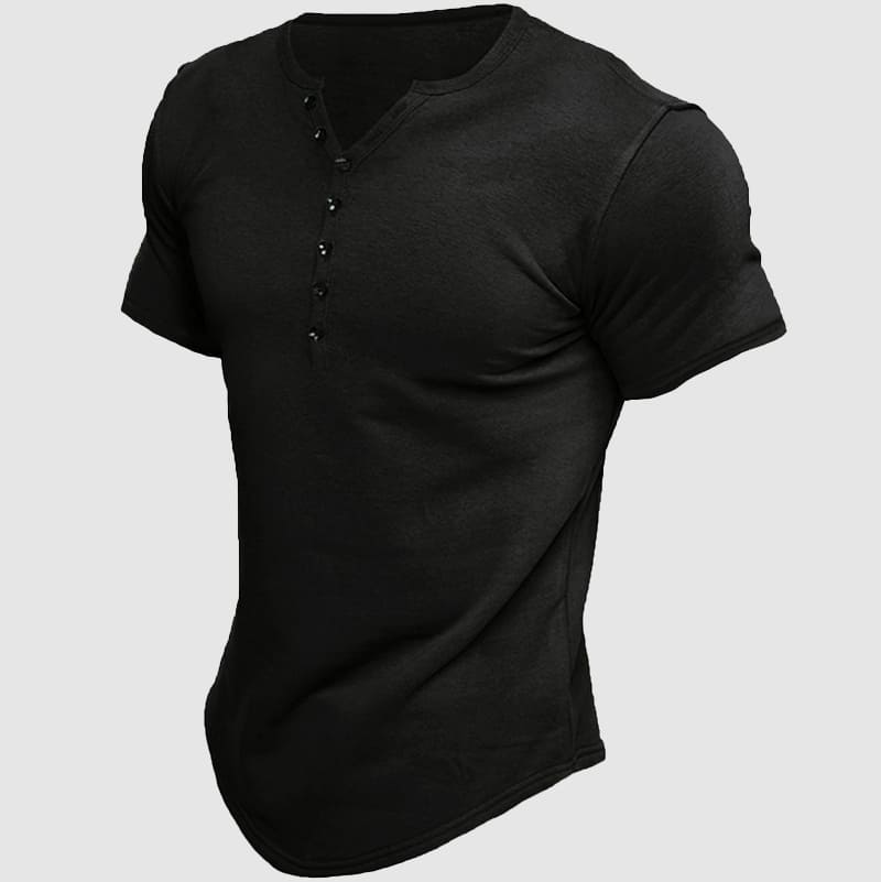 Evan - Men's Multi-Button Short Sleeve Henley T-Shirt