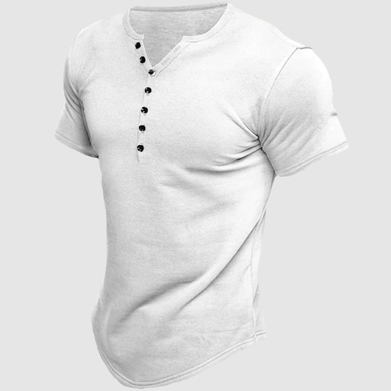 Evan - Men's Multi-Button Short Sleeve Henley T-Shirt