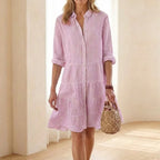 Eve - Women's 3/4 Sleeve Cascade Boho Summer Dress