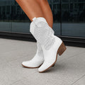 Evelyn - Women's Perforated Pointed Toe Block Heels