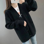 Evie - Women's Oversized Knit Cardigan with Patch Pockets