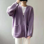 Evie - Women's Oversized Knit Cardigan with Patch Pockets