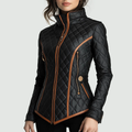 Faye - Women's Slim-Fit Quilted Jacket with Contrast Piping