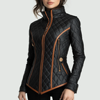 Faye - Women's Slim-Fit Quilted Jacket with Contrast Piping