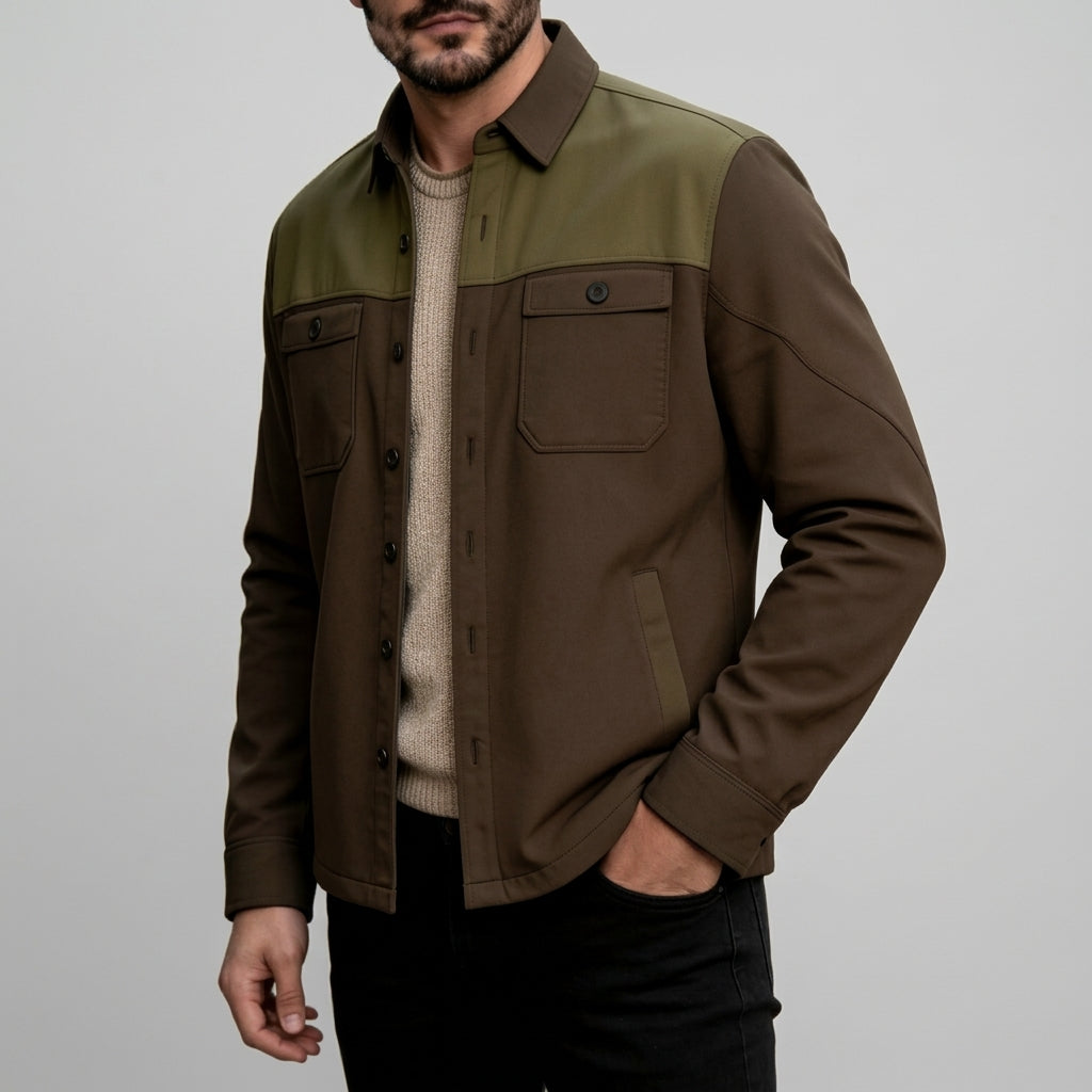 Felix - Men's Tailored Point-Collar Utility Jacket with Flap Pockets