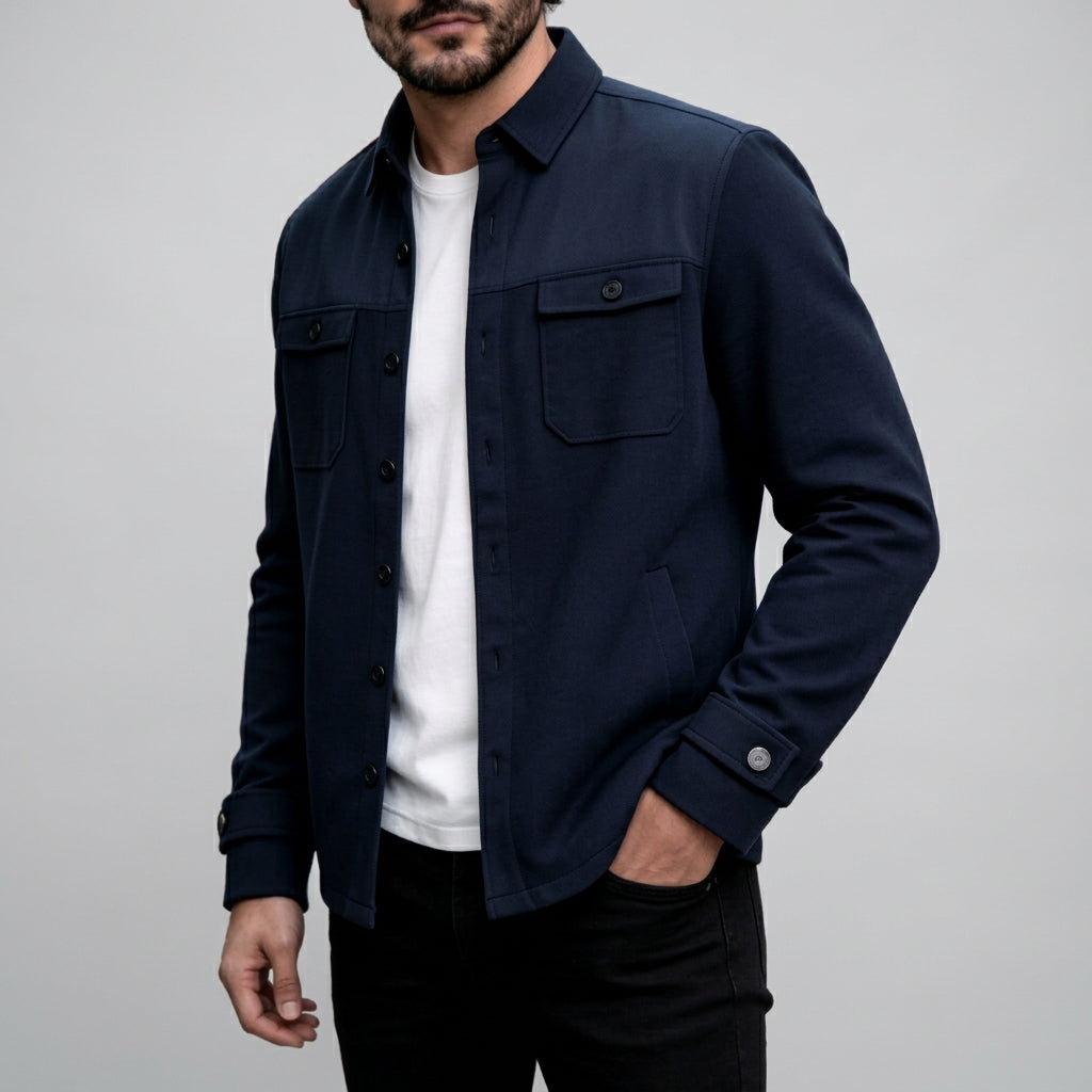 Felix - Men's Tailored Point-Collar Utility Jacket with Flap Pockets