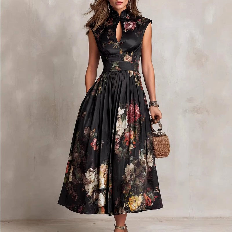 Filomena - Women's Botanical Tank Slim Fit Full-length Dress