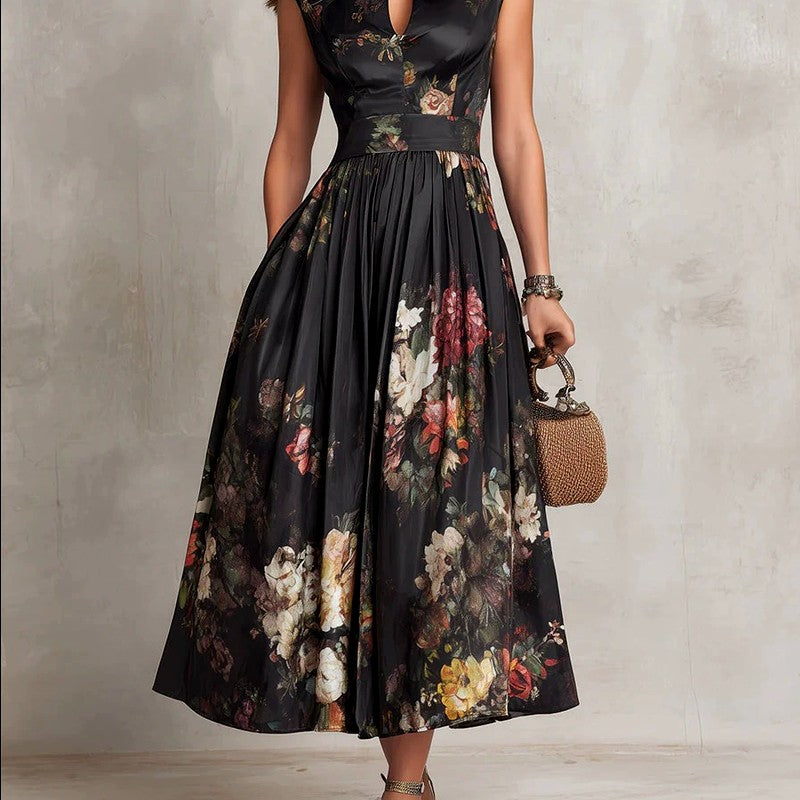 Filomena - Women's Botanical Tank Slim Fit Full-length Dress