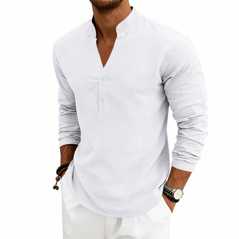 Finn - Men's Relaxed Fit V-Neck Henley Pullover Shirt