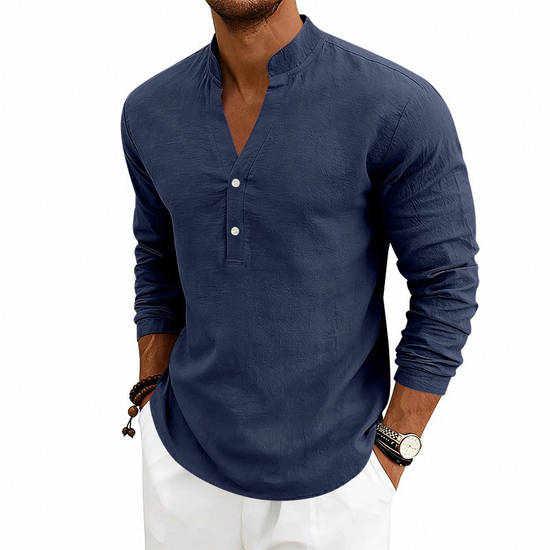 Finn - Men's Relaxed Fit V-Neck Henley Pullover Shirt