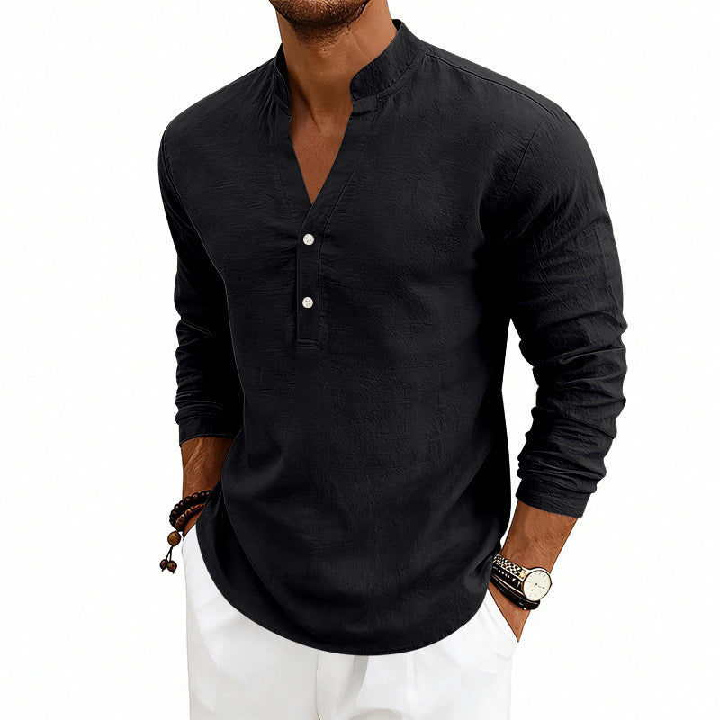 Finn - Men's Relaxed Fit V-Neck Henley Pullover Shirt