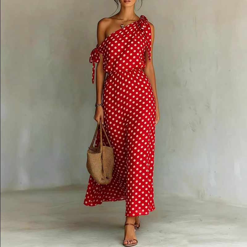 Fiona - Women's Polka Dot Flowy Summer Dress