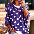 Fiona - Women's Polka Dot Hooded Knit Poncho Sweater