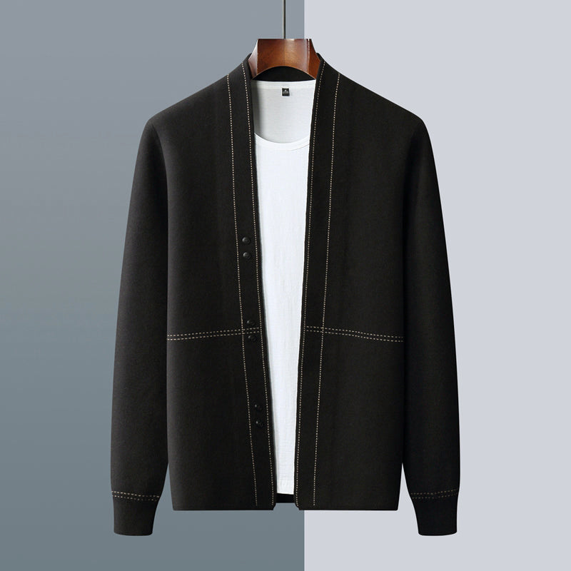 Franco - Men's Double-Button Wool Knit Cardigan