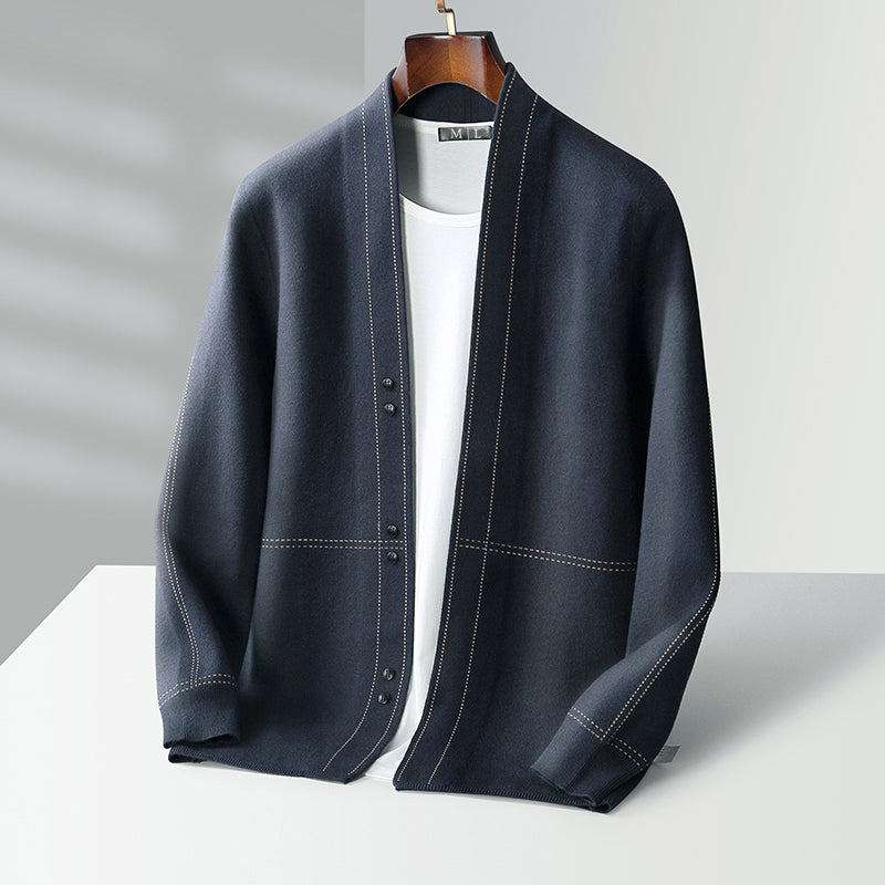 Franco - Men's Double-Button Wool Knit Cardigan