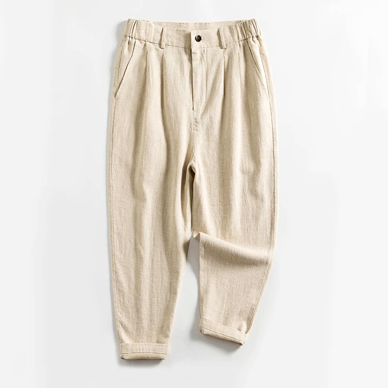 Franklin - Men's Pleated Tapered Linen Pants