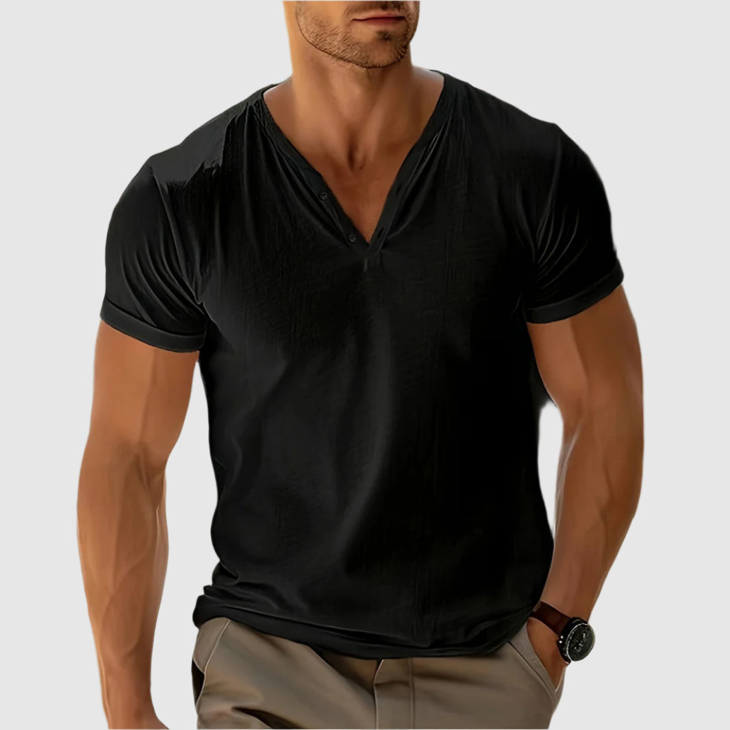 Gavin - Men's Scoop Neck Henley Casual Shirt