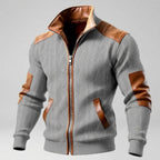 Peter - Men's Full-Zip Knit Jacket with Contrast Panels and Pockets