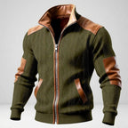 Peter - Men's Full-Zip Knit Jacket with Contrast Panels and Pockets