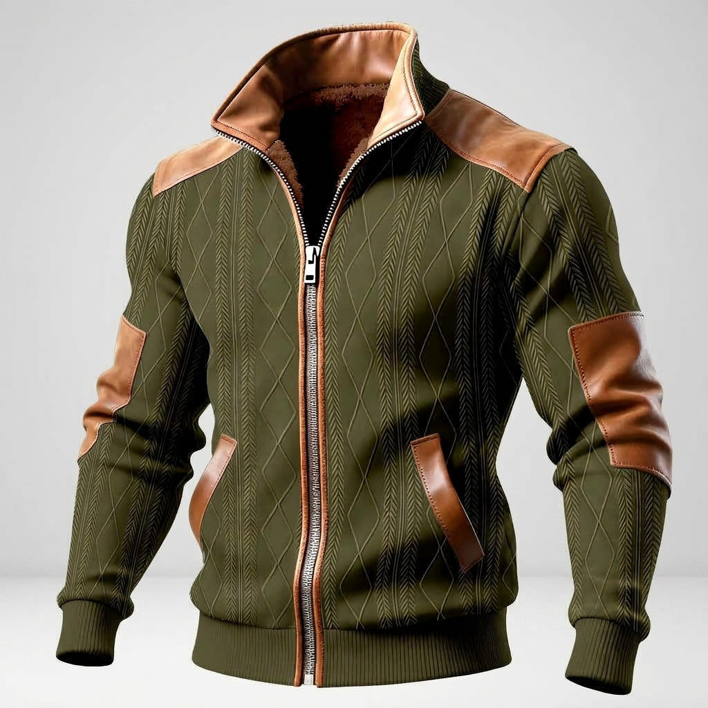 Peter - Men's Full-Zip Knit Jacket with Contrast Panels and Pockets