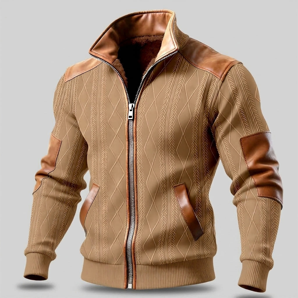 Peter - Men's Full-Zip Knit Jacket with Contrast Panels and Pockets