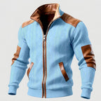 Peter - Men's Full-Zip Knit Jacket with Contrast Panels and Pockets