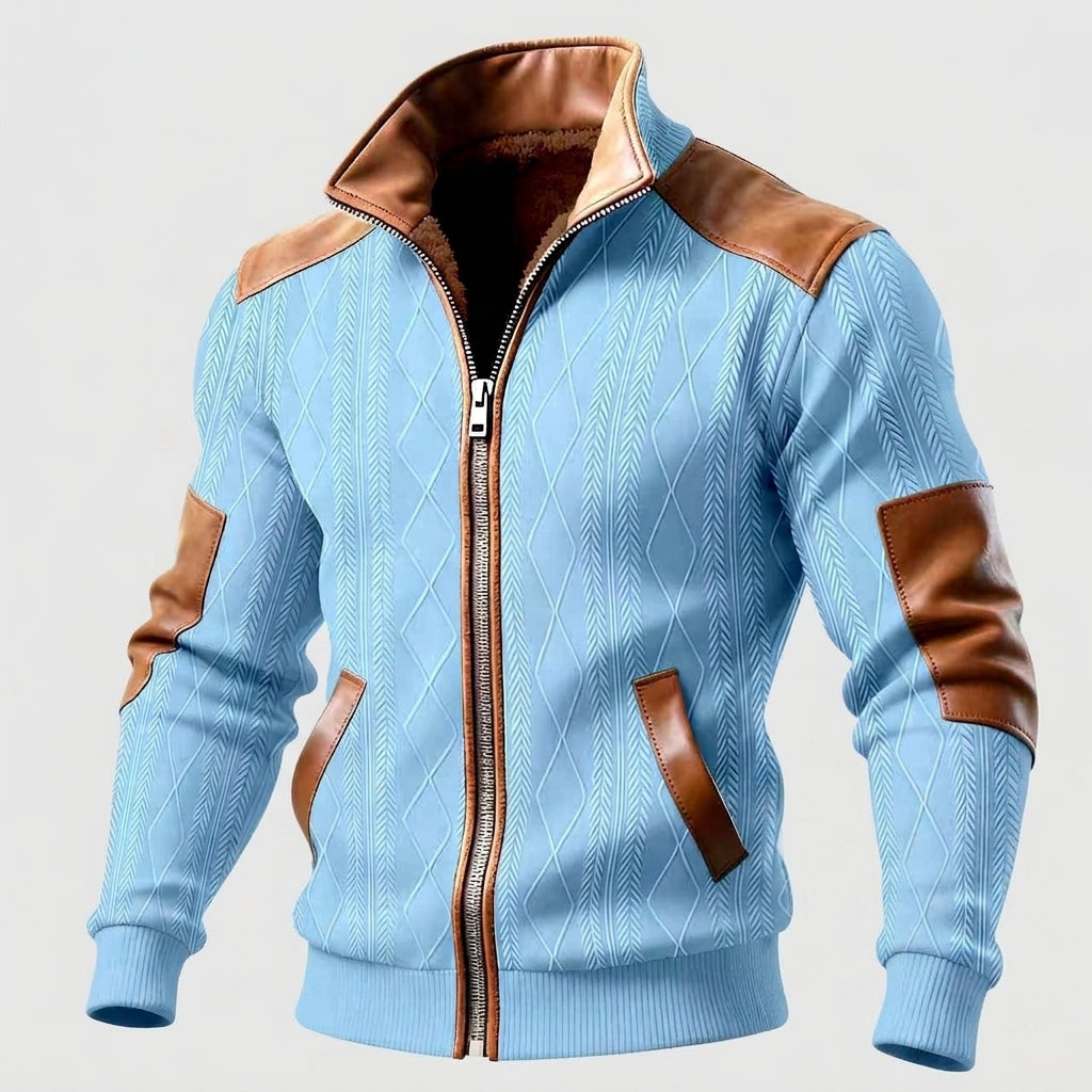 Peter - Men's Full-Zip Knit Jacket with Contrast Panels and Pockets