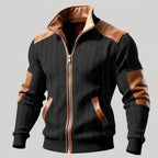 Peter - Men's Full-Zip Knit Jacket with Contrast Panels and Pockets