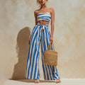 Gemma - Women's Striped Strapless Two-Piece Set