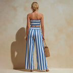 Gemma - Women's Striped Strapless Two-Piece Set